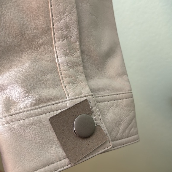 Topshop Roy fringed white leather jacket US size 12 - Picture 10 of 16